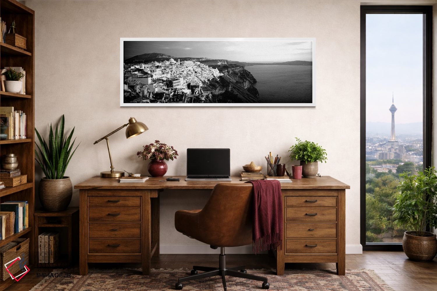 تابلو دکوراتیو "سانتورینی، یونان" اثر پانورامیک ایمجز - D1W