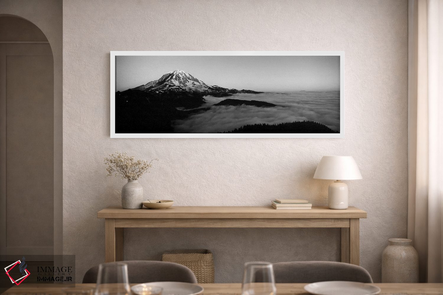 تابلو دکوراتیو "دریای ابرها با کوه ها در پس زمینه، کوه رینییر، شهرستان… اثر پانورامیک ایمجز - D2W