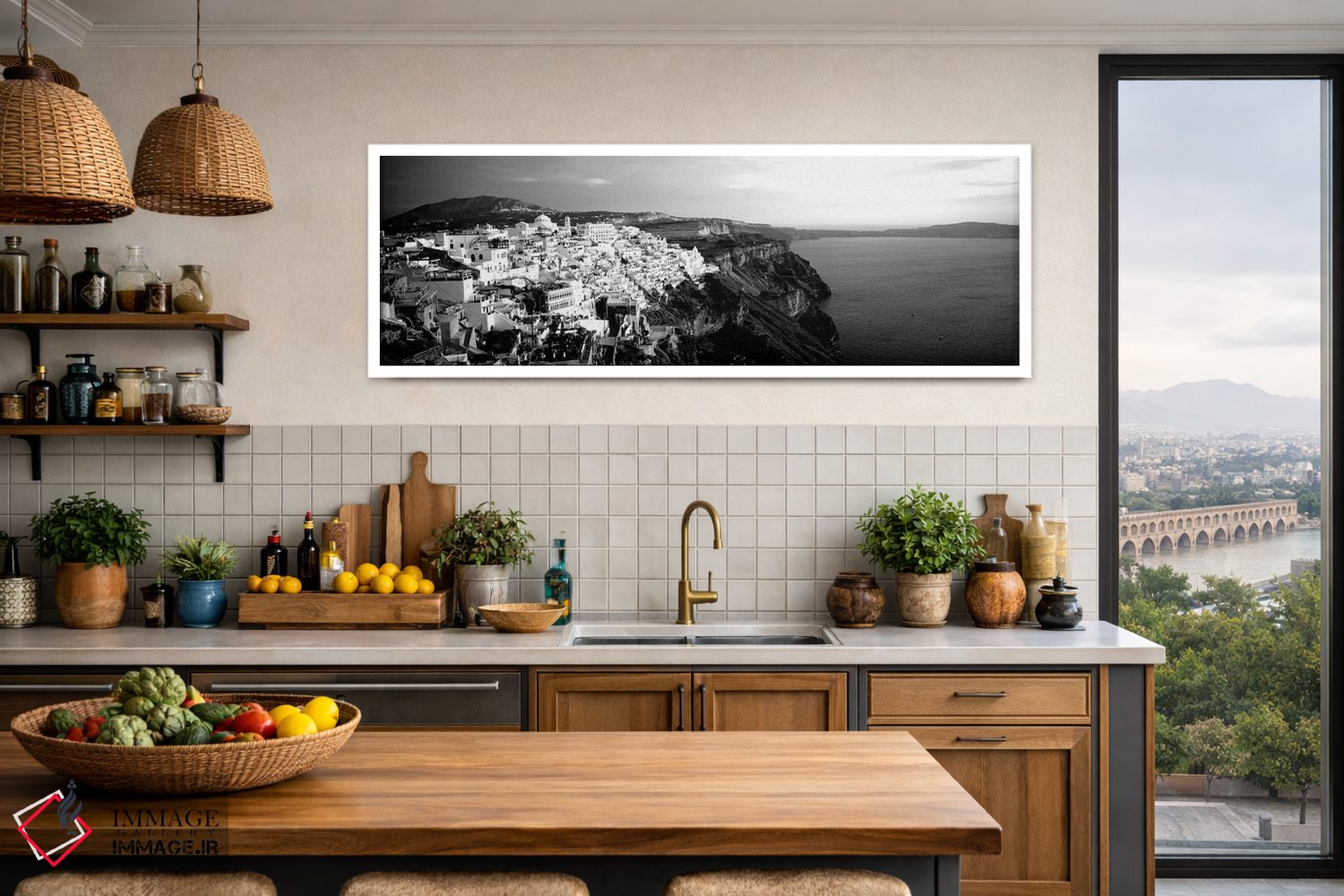 تابلو دکوراتیو "سانتورینی، یونان" اثر پانورامیک ایمجز - D4W