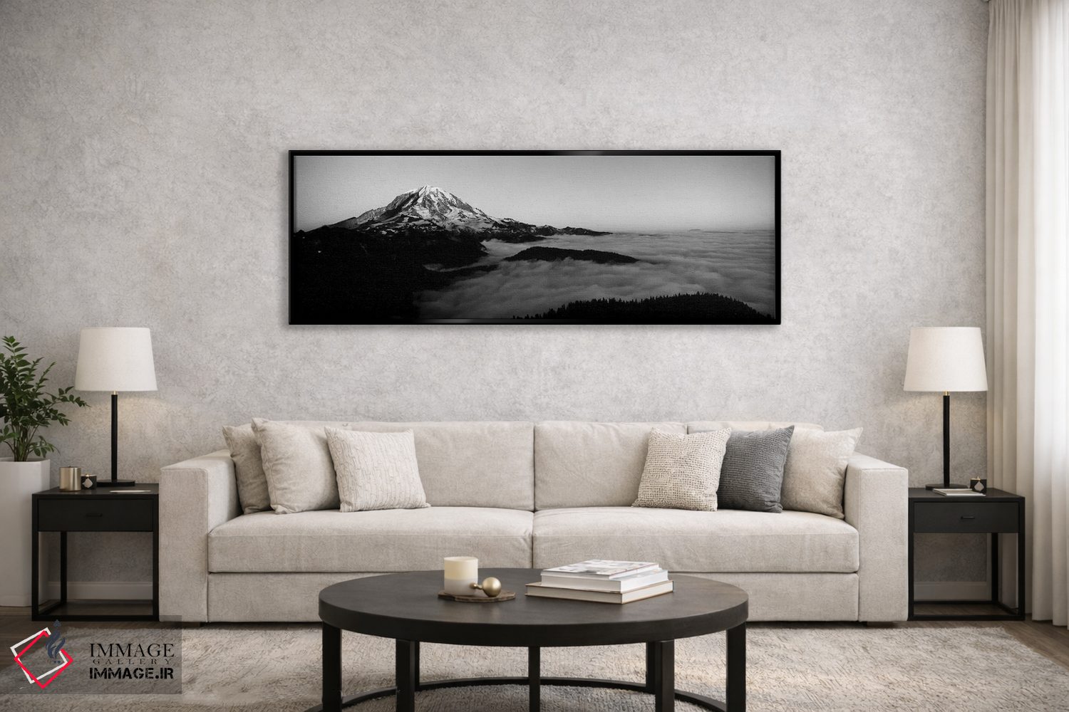 تابلو دکوراتیو "دریای ابرها با کوه ها در پس زمینه، کوه رینییر، شهرستان… اثر پانورامیک ایمجز - D6B