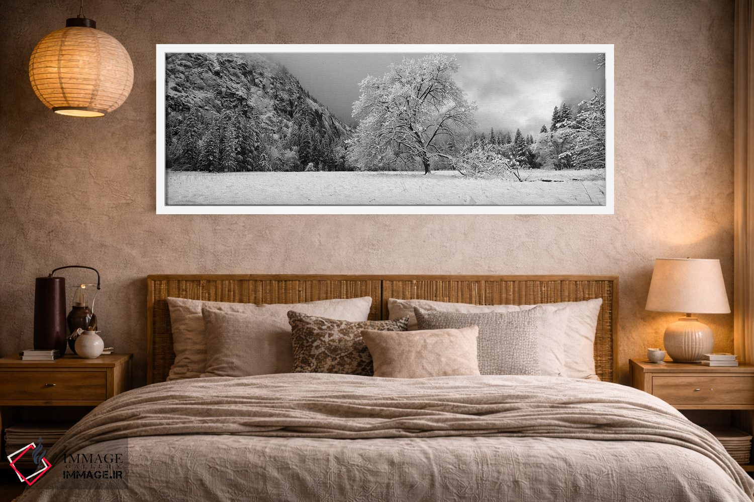 تابلو دکوراتیو "درخت بلوط پوشیده از برف در یک دره، پارک ملی یوسمیتی، ک… اثر پانورامیک ایمجز - D3W