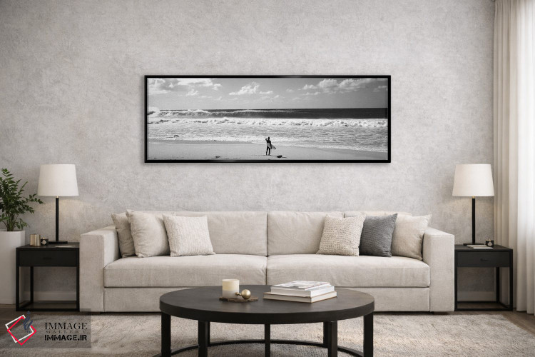تابلو دکوراتیو "ساحل نشین ایستاده در ساحل، ساحل شمالی، اوآهو، هاوایی… اثر پانورامیک ایمجز - D6B