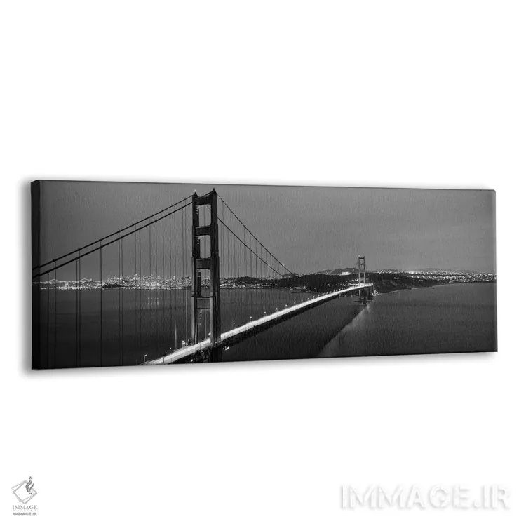 تابلو دکوراتیو "پل معلق روشن در شامگاه، پل دروازه طلایی، سانفرانسیسکو… اثر پانورامیک ایمجز - نمای پرسپکتیو محصول