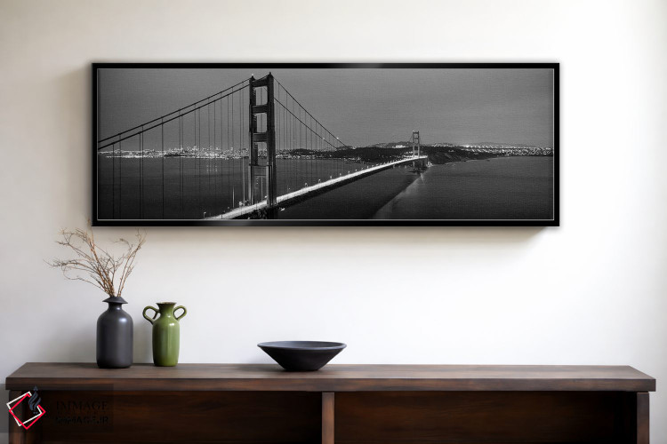 تابلو دکوراتیو "پل معلق روشن در شامگاه، پل دروازه طلایی، سانفرانسیسکو… اثر پانورامیک ایمجز - D2B