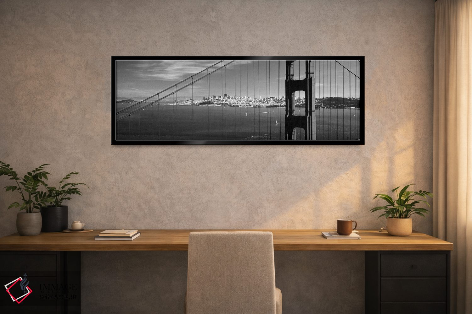 تابلو دکوراتیو "پل معلق با شهری در پس زمینه، پل دروازه طلایی، سانفرانس… اثر پانورامیک ایمجز - D2B