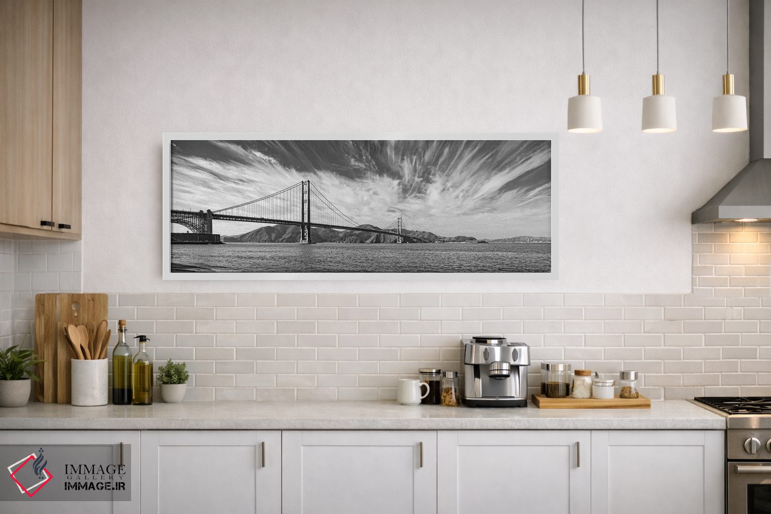 تابلو دکوراتیو "پل معلق بر فراز اقیانوس آرام، پل دروازه طلایی، خلیج سا… اثر پانورامیک ایمجز - D1W