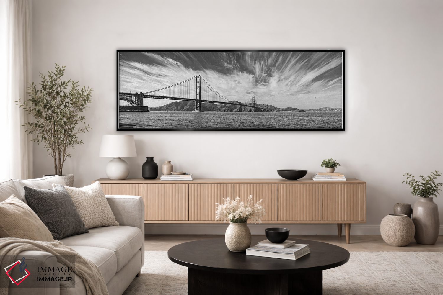 تابلو دکوراتیو "پل معلق بر فراز اقیانوس آرام، پل دروازه طلایی، خلیج سا… اثر پانورامیک ایمجز - D5B