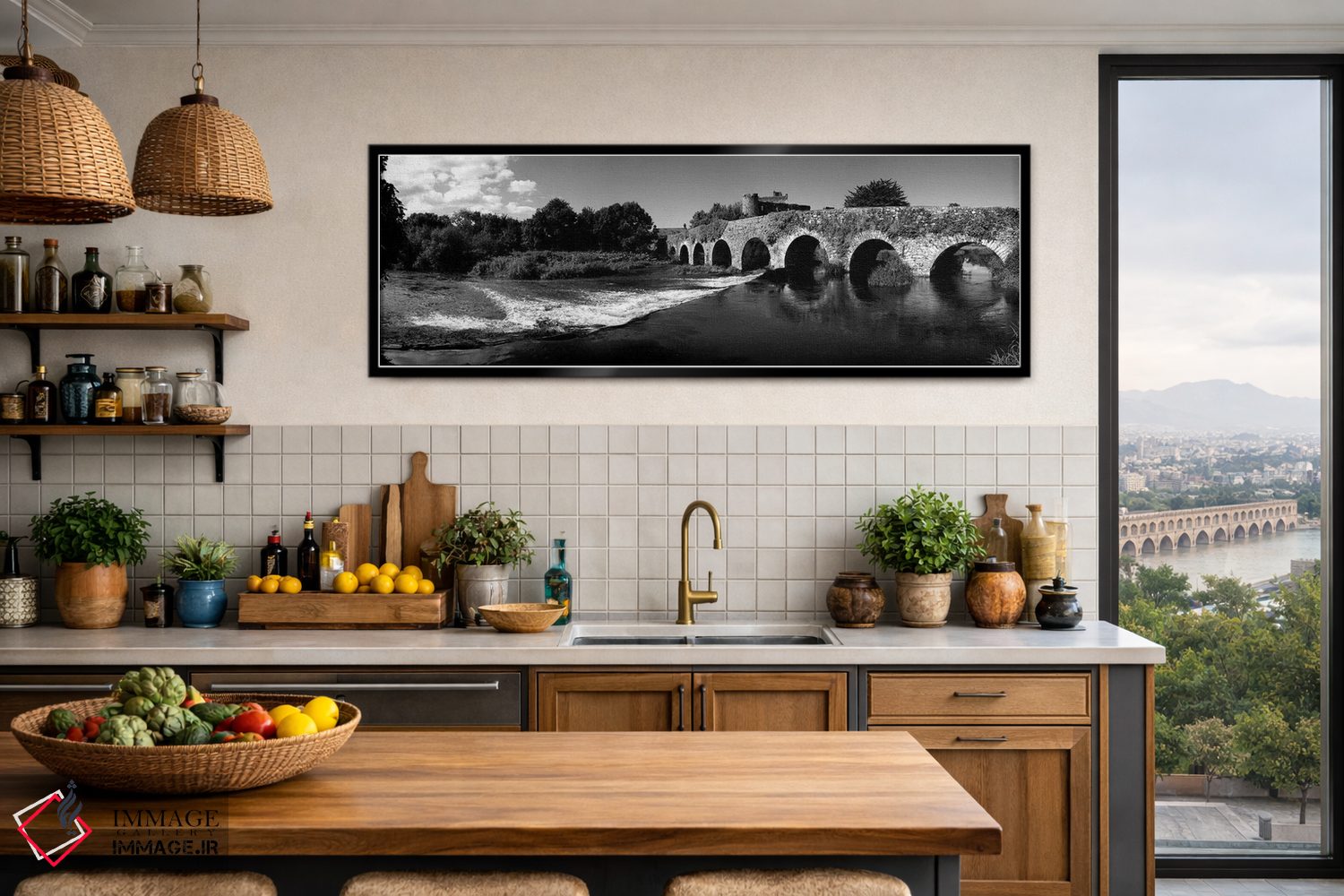 تابلو دکوراتیو "پل سیزده طاقی بر روی رودخانه فانشین، گلانوورث، شهرستان… اثر پانورامیک ایمجز - D5B
