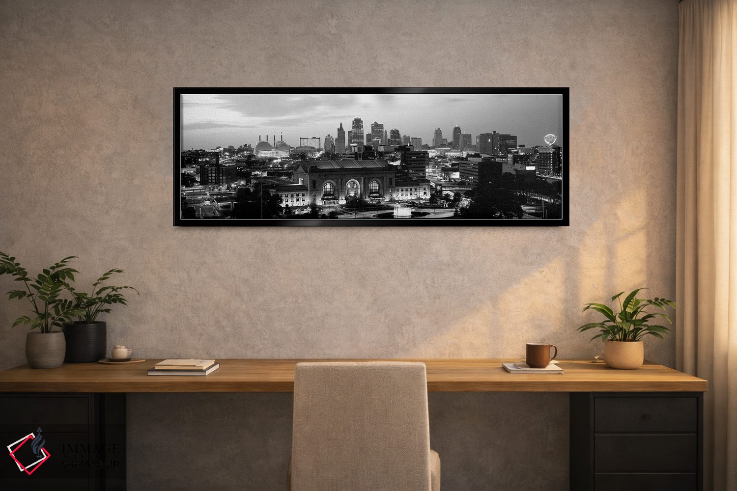 تابلو دکوراتیو "ایستگاه اتحادیه در هنگام غروب با خط افق شهری در پس زمی… اثر پانورامیک ایمجز - D3B