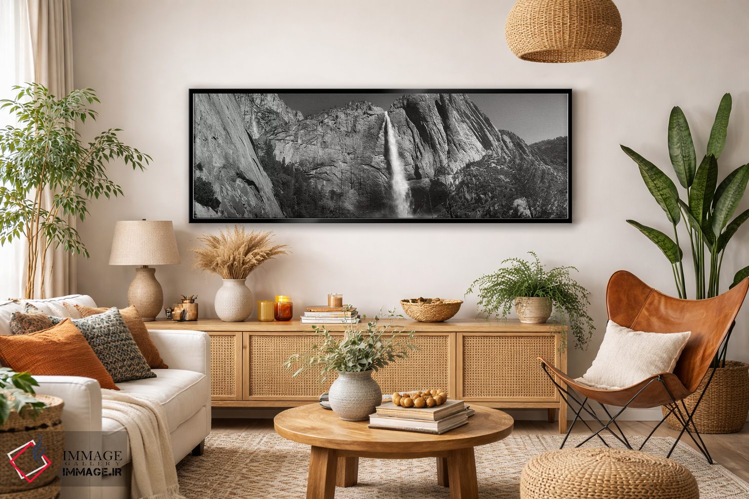 تابلو دکوراتیو "آبشار ریخته از سنگ ها در یک جنگل، آبشار برایدوایل، دره… اثر پانورامیک ایمجز - D5B