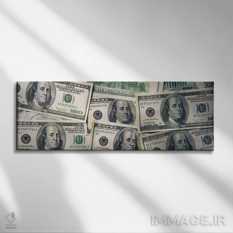 تابلو دکوراتیو "نمای نزدیک از صد دلار" اثر پانورامیک ایمجز - نمای روبهرو روی دیوار