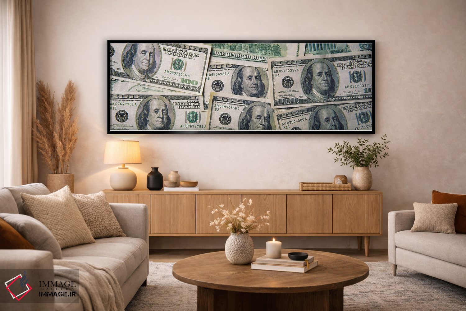 تابلو دکوراتیو "نمای نزدیک از صد دلار" اثر پانورامیک ایمجز - D4B
