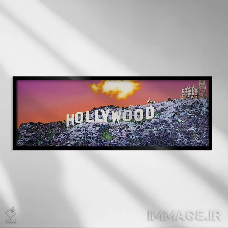 تابلو دکوراتیو نشان هالیوود، کالیفرنیا، ایالات متحده اثر پانورامیک ایمجز - نمای قابدار مشکی