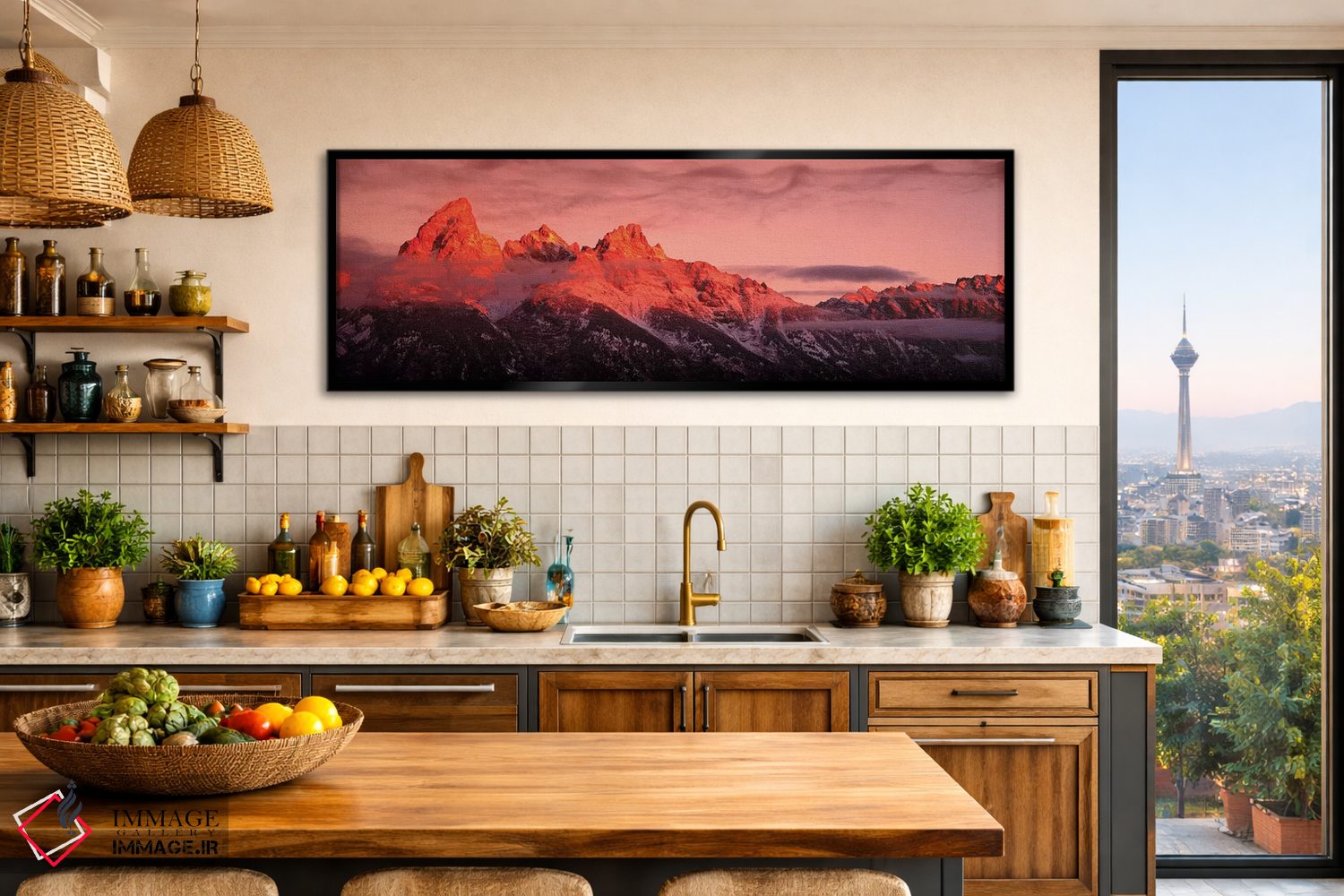 تابلو دکوراتیو "طلوع آفتاب، رشته کوه تی تن، پارک ملی گرند تی تن، وایوم… اثر پانورامیک ایمجز - D2B