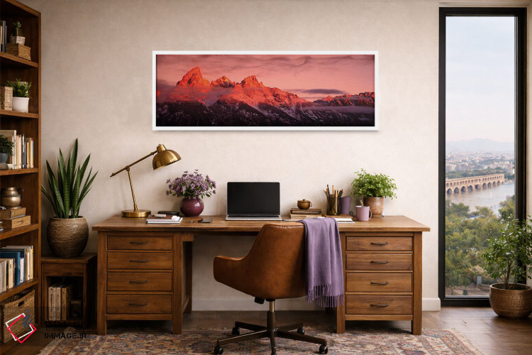 تابلو دکوراتیو "طلوع آفتاب، رشته کوه تی تن، پارک ملی گرند تی تن، وایوم… اثر پانورامیک ایمجز - D1W