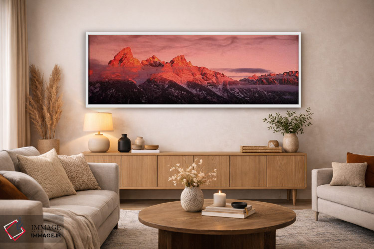 تابلو دکوراتیو "طلوع آفتاب، رشته کوه تی تن، پارک ملی گرند تی تن، وایوم… اثر پانورامیک ایمجز - D3W
