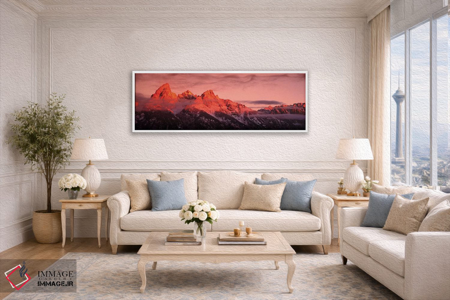 تابلو دکوراتیو "طلوع آفتاب، رشته کوه تی تن، پارک ملی گرند تی تن، وایوم… اثر پانورامیک ایمجز - D4W