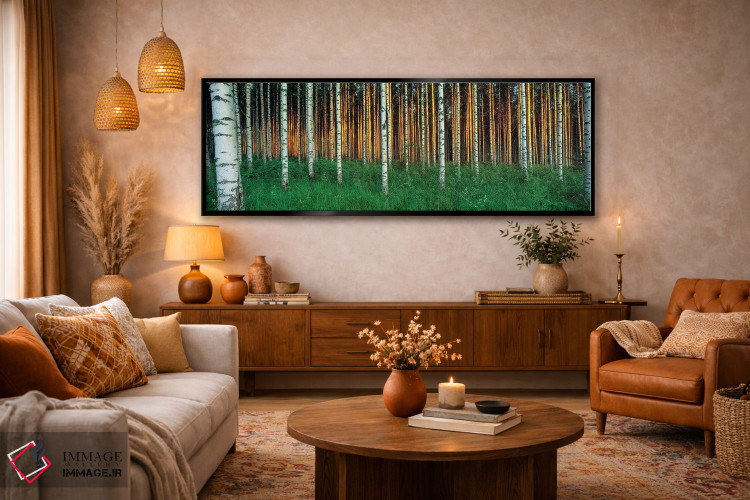 تابلو دکوراتیو درختان بید، دریاچه سیما، ناحیه دریاچه ای، فنلاند اثر پانورامیک ایمجز - D6B