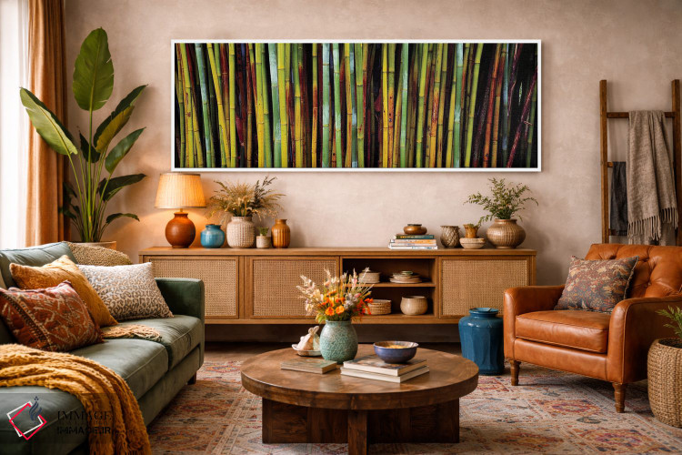 تابلو دکوراتیو نمای نزدیک از بامبوها، باغ های گیاه شناسی کاناپاها، گین… اثر پانورامیک ایمجز - D4W