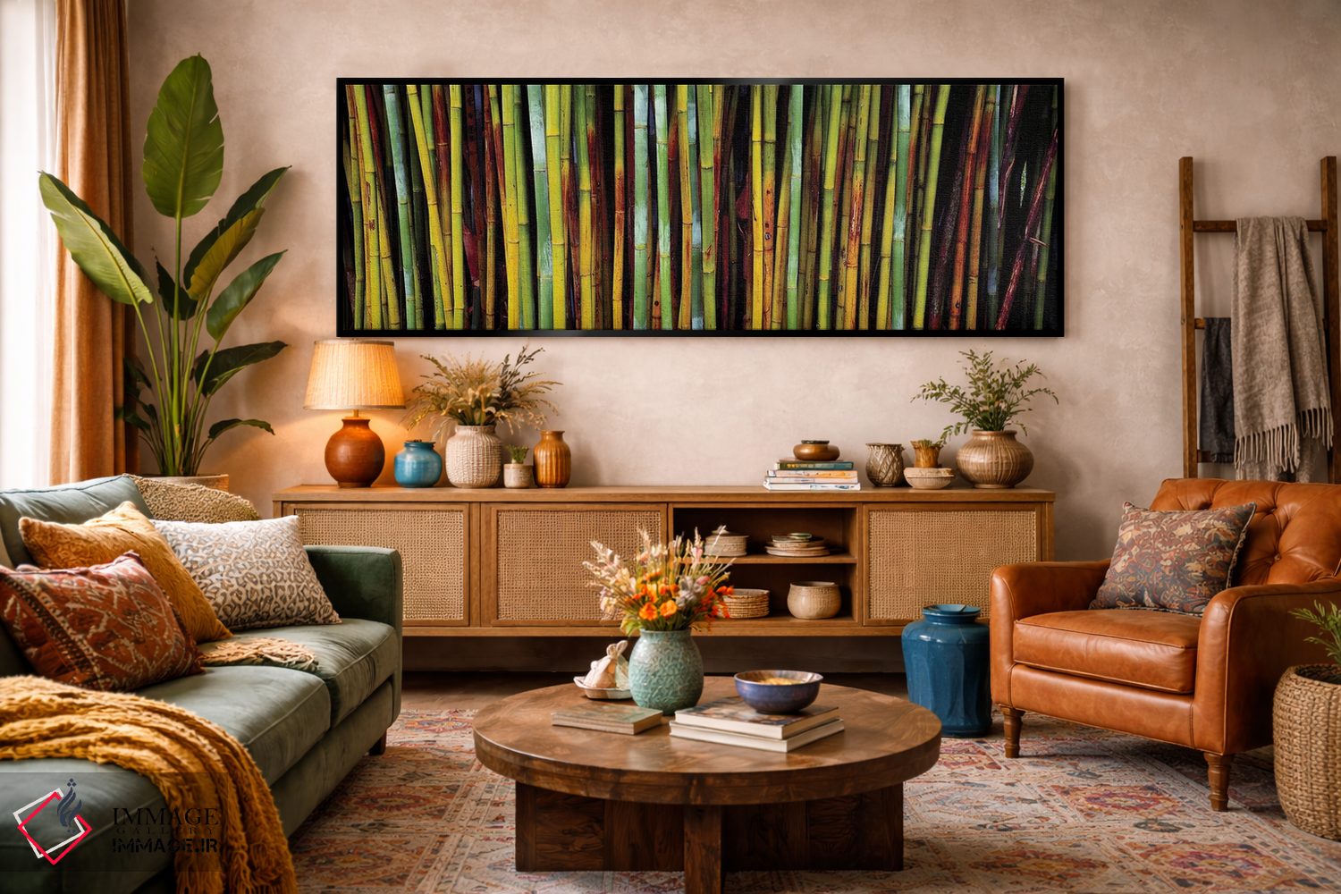 تابلو دکوراتیو نمای نزدیک از بامبوها، باغ های گیاه شناسی کاناپاها، گین… اثر پانورامیک ایمجز - D5B