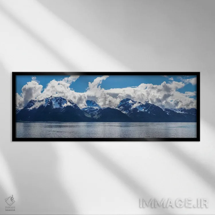 تابلو دکوراتیو نمایی از رشته کوه ها، خلیج رزرکشن، شبه جزیره کنی، سوارد… اثر پانورامیک ایمجز - نمای قابدار مشکی