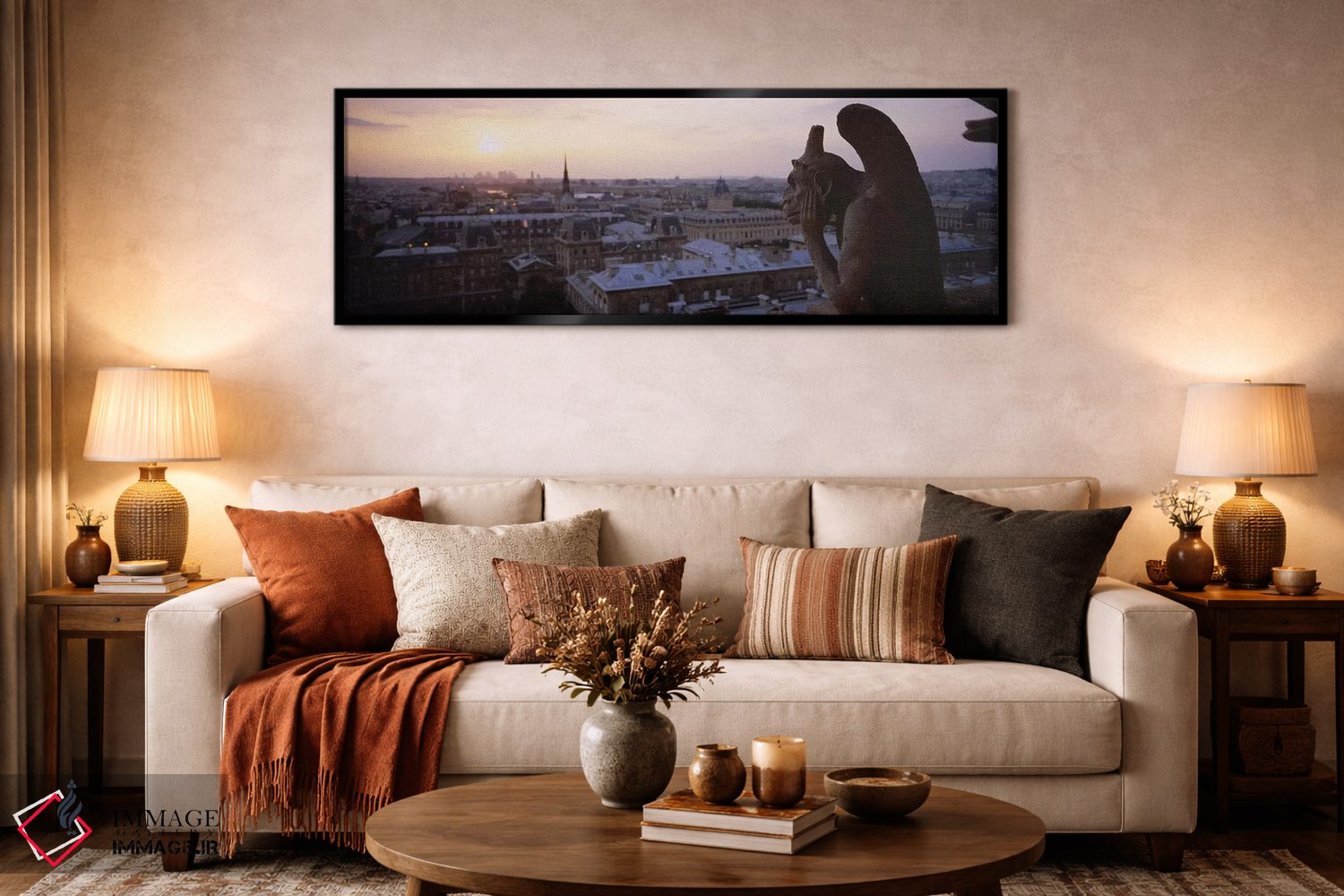 تابلو دکوراتیو مجسمه کیمرا با نمای شهری در پس زمینه، گالری د کیمر، نوت… اثر پانورامیک ایمجز - D6B