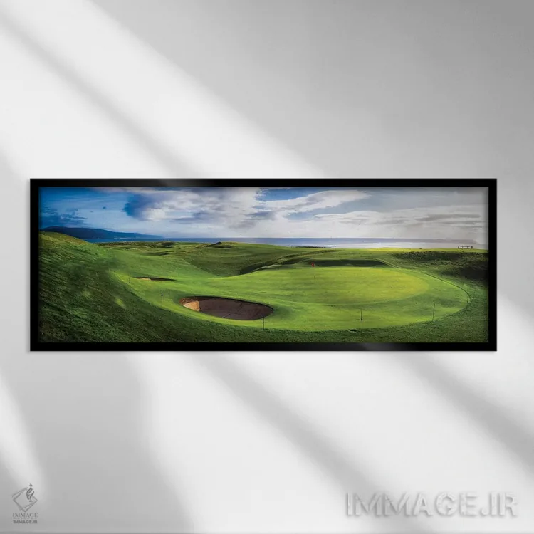 تابلو دکوراتیو چمن ۱۸ گلف در باشگاه گلف برورا، خلیج موری، برورا، اسکات… اثر پانورامیک ایمجز - نمای قابدار مشکی