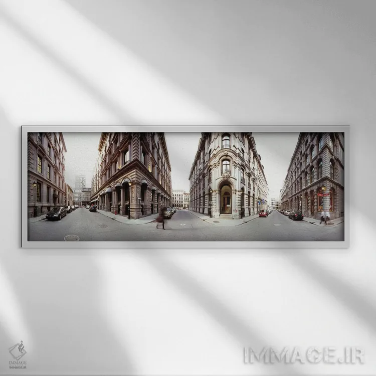 تابلو دکوراتیو نمای ۳۶۰ درجه از یک شهر، مونترال، کبک، کانادا اثر پانورامیک ایمجز - نمای قابدار سفید