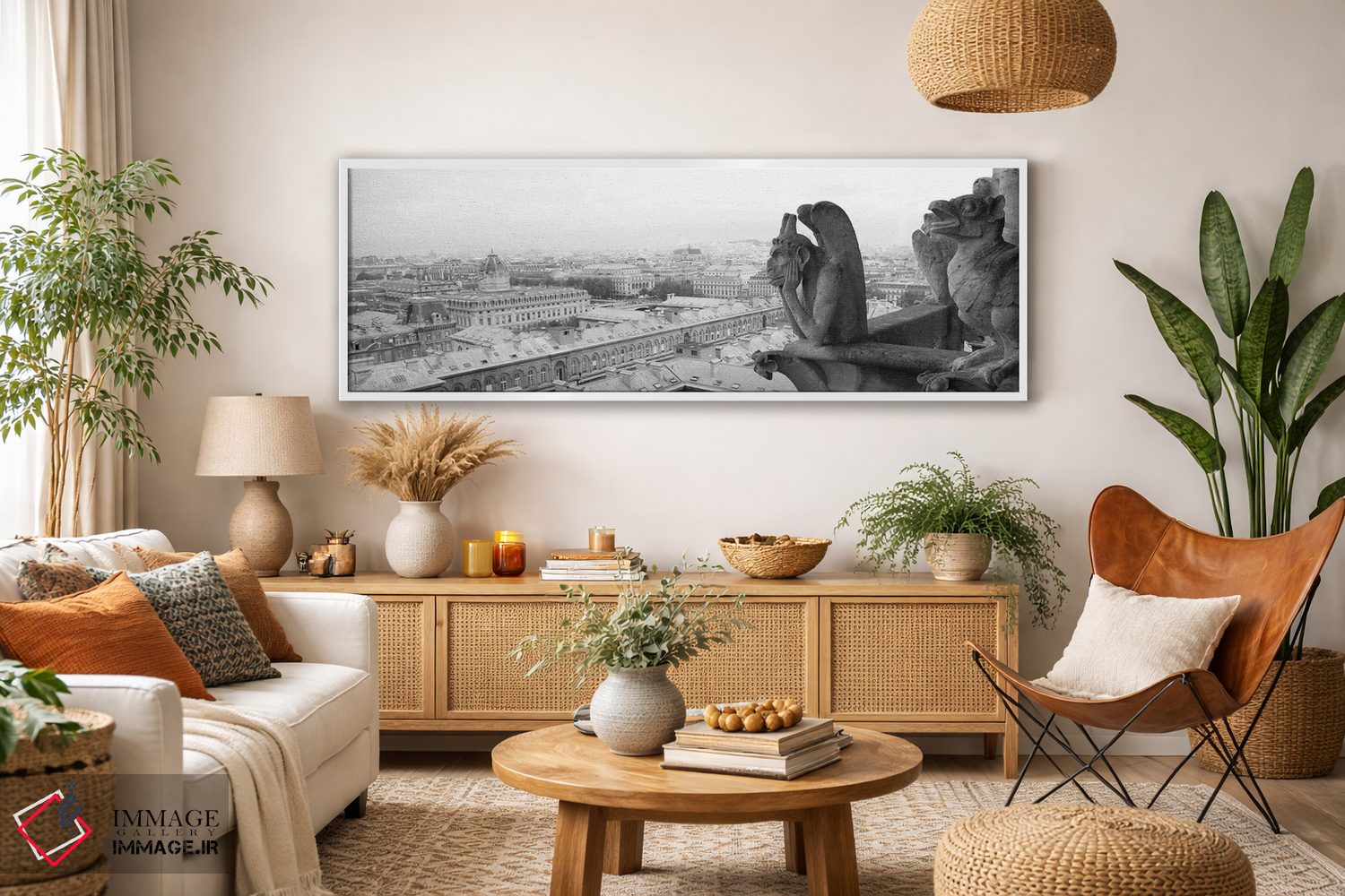 تابلو دکوراتیو مجسمه گارگویل در کلیسا، نوتردام، پاریس، ایل-دو-فرانس، ف… اثر پانورامیک ایمجز - D3W