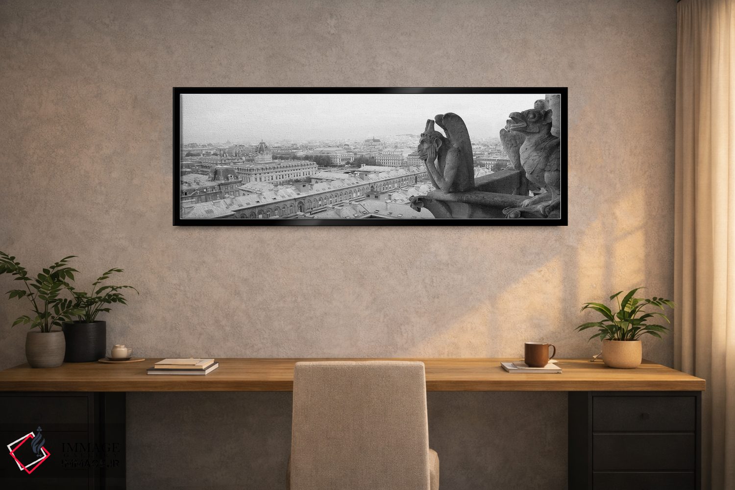 تابلو دکوراتیو مجسمه گارگویل در کلیسا، نوتردام، پاریس، ایل-دو-فرانس، ف… اثر پانورامیک ایمجز - D2B