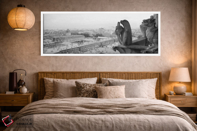 تابلو دکوراتیو مجسمه گارگویل در کلیسا، نوتردام، پاریس، ایل-دو-فرانس، ف… اثر پانورامیک ایمجز - D4W