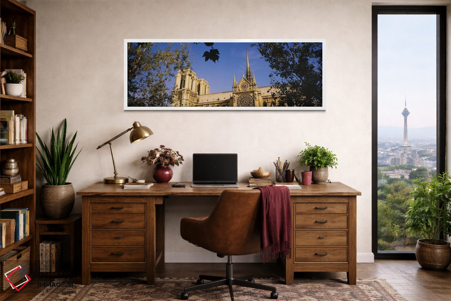 تابلو دکوراتیو نمای پایین از یک کلیسا، کلیسای نوتردام، پاریس، فرانسه اثر پانورامیک ایمجز - D1W