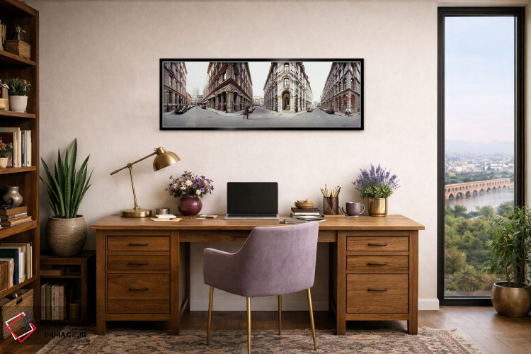 تابلو دکوراتیو نمای ۳۶۰ درجه از یک شهر، مونترال، کبک، کانادا اثر پانورامیک ایمجز - D2B