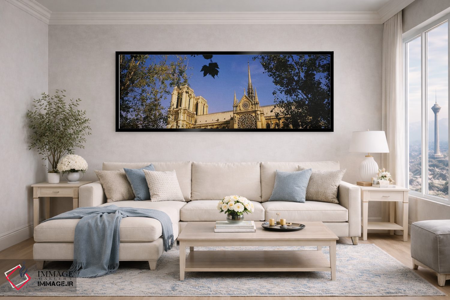 تابلو دکوراتیو نمای پایین از یک کلیسا، کلیسای نوتردام، پاریس، فرانسه اثر پانورامیک ایمجز - D6B