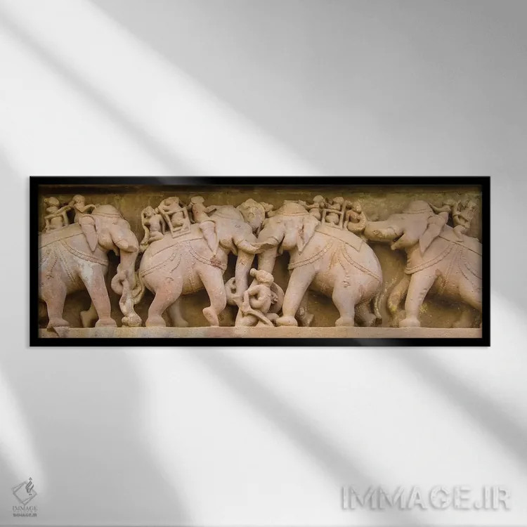 تابلو دکوراتیو هنرهای دیواری، معابد خاجوراهو، هند اثر پانورامیک ایمجز - نمای قابدار مشکی