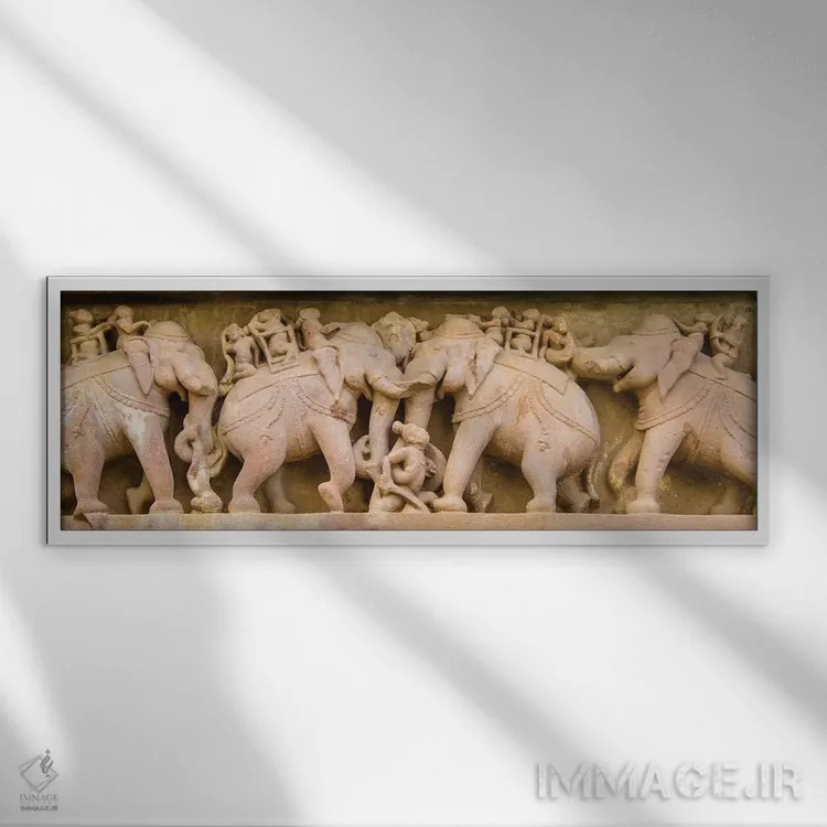 تابلو دکوراتیو هنرهای دیواری، معابد خاجوراهو، هند اثر پانورامیک ایمجز - نمای قابدار سفید