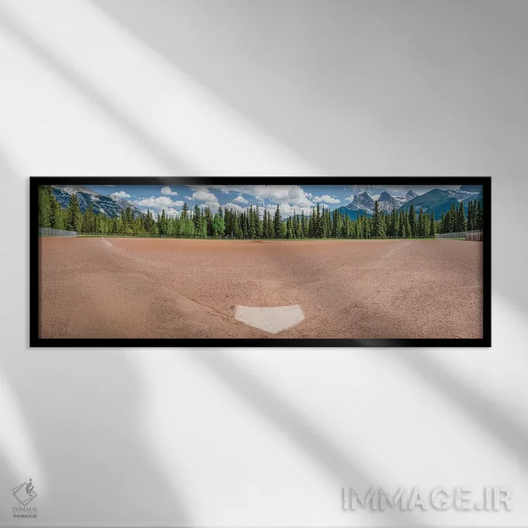 تابلو دکوراتیو میدان بیسبال، میدان بیسبال، آلبرتا، کانادا اثر پانورامیک ایمجز - نمای قابدار مشکی