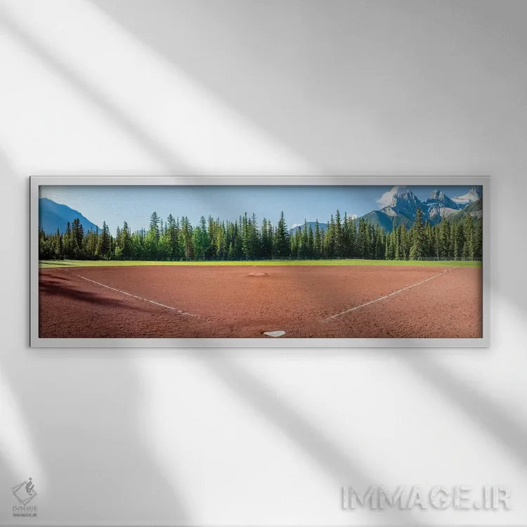 تابلو دکوراتیو میدان بیسبال، میدان بیسبال، آلبرتا، کانادا اثر پانورامیک ایمجز - نمای قابدار سفید