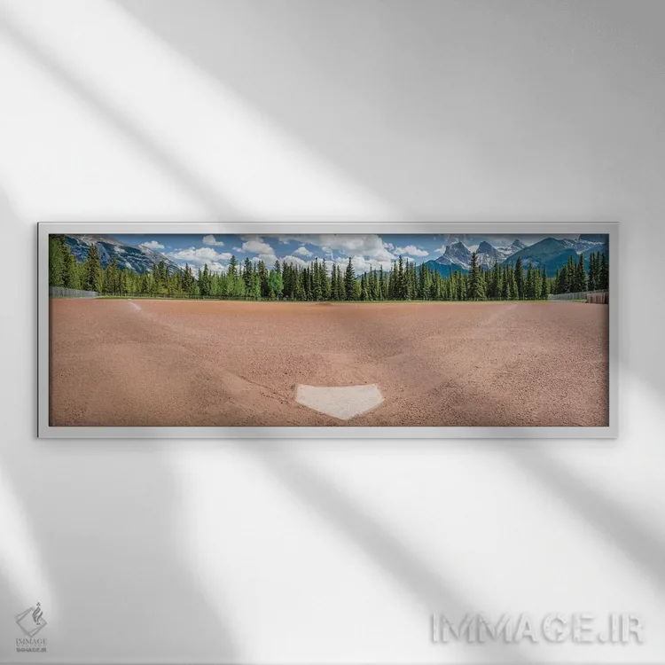 تابلو دکوراتیو میدان بیسبال، میدان بیسبال، آلبرتا، کانادا اثر پانورامیک ایمجز - نمای قابدار سفید