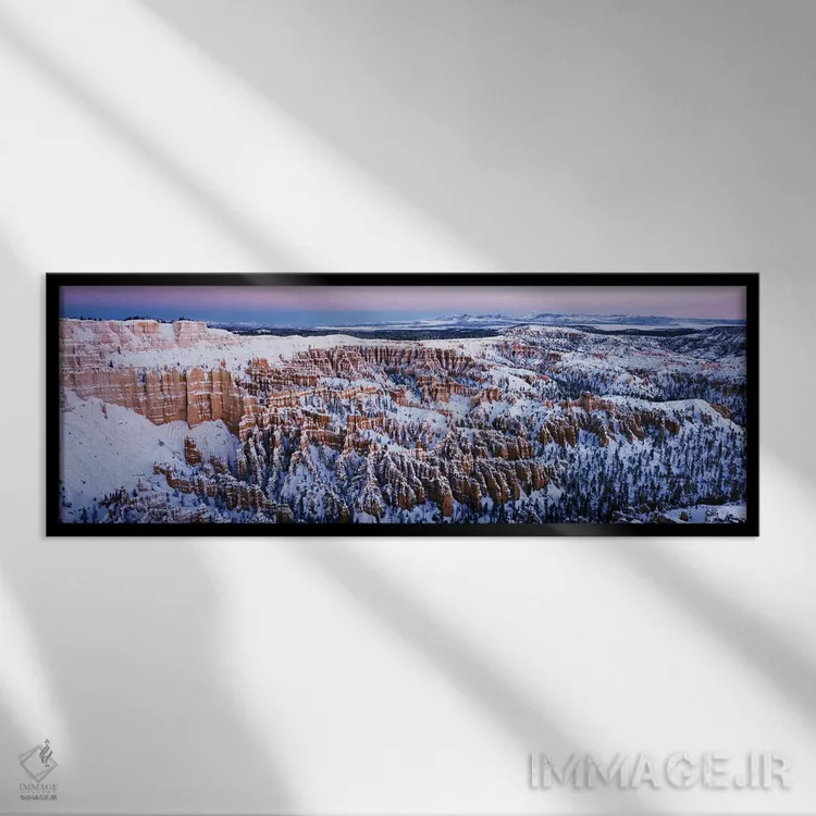 تابلو دکوراتیو دره ای پوشیده از برف، بریس پوینت، پارک ملی بریس کنیون… اثر پانورامیک ایمجز - نمای قابدار مشکی