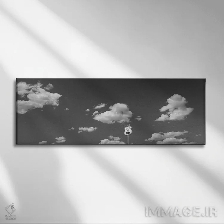 تابلو دکوراتیو ابرها، جاده ۶۶، ایسلتای نیومکزیکو، آمریکا اثر پانورامیک ایمجز - نمای روبهرو روی دیوار
