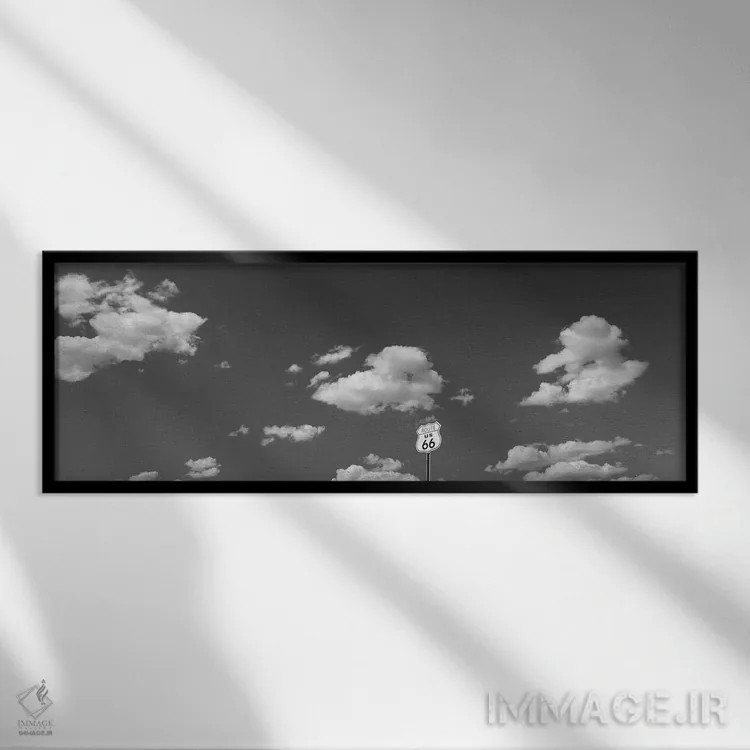 تابلو دکوراتیو ابرها، جاده ۶۶، ایسلتای نیومکزیکو، آمریکا اثر پانورامیک ایمجز - نمای قابدار مشکی