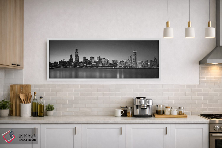 تابلو دکوراتیو Skyline, Chicago, Illinois, USA BW Black and White" - "… اثر پانورامیک ایمجز - D1W