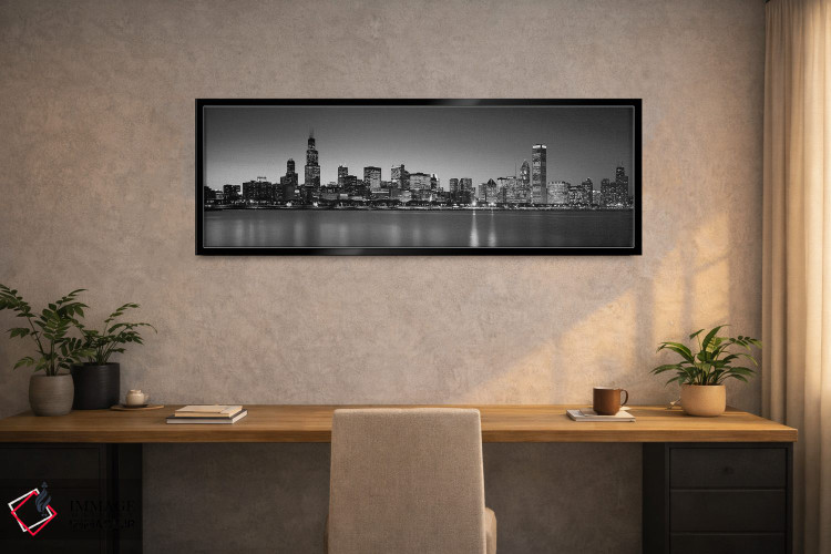 تابلو دکوراتیو Skyline, Chicago, Illinois, USA BW Black and White" - "… اثر پانورامیک ایمجز - D2B