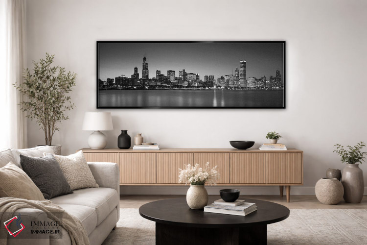 تابلو دکوراتیو Skyline, Chicago, Illinois, USA BW Black and White" - "… اثر پانورامیک ایمجز - D5B