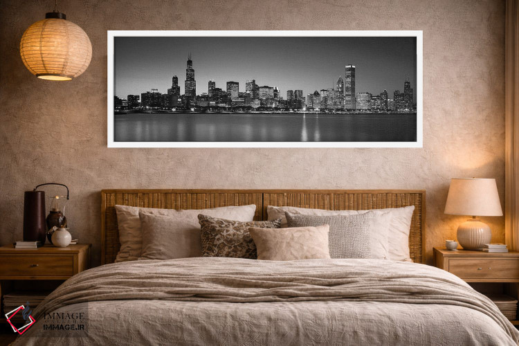 تابلو دکوراتیو Skyline, Chicago, Illinois, USA BW Black and White" - "… اثر پانورامیک ایمجز - D4W