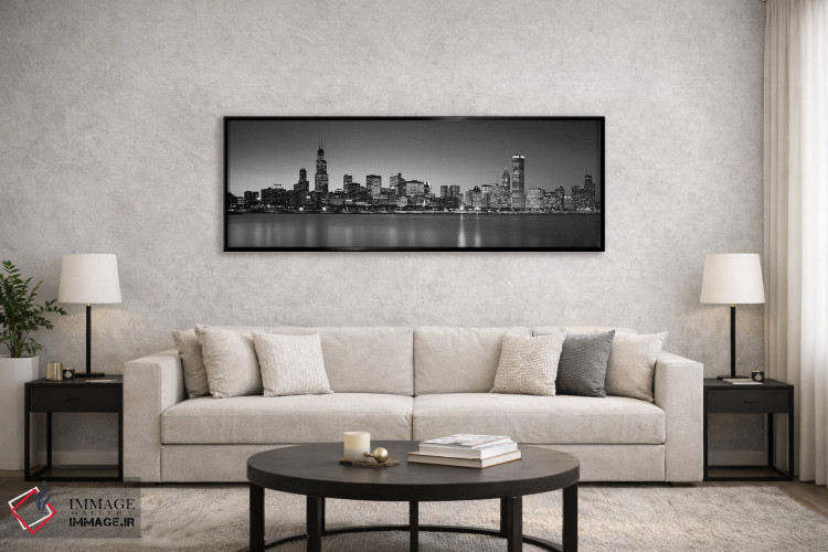 تابلو دکوراتیو Skyline, Chicago, Illinois, USA BW Black and White" - "… اثر پانورامیک ایمجز - D6B