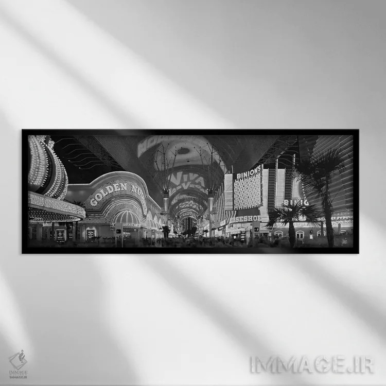 تابلو دکوراتیو Las Vegas, Nevada, USA" - "تجربه خیابان فریمونت، لاس وگ… اثر پانورامیک ایمجز - نمای قابدار مشکی