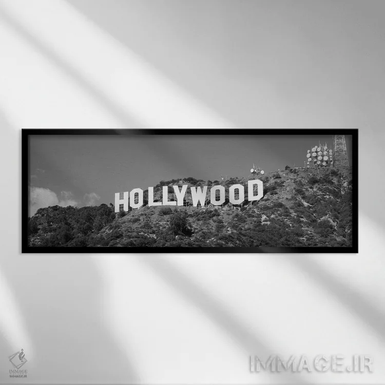 تابلو دکوراتیو Los Angeles, California, USA" - "تابلوی هالیوود در تپه… اثر پانورامیک ایمجز - نمای قابدار مشکی