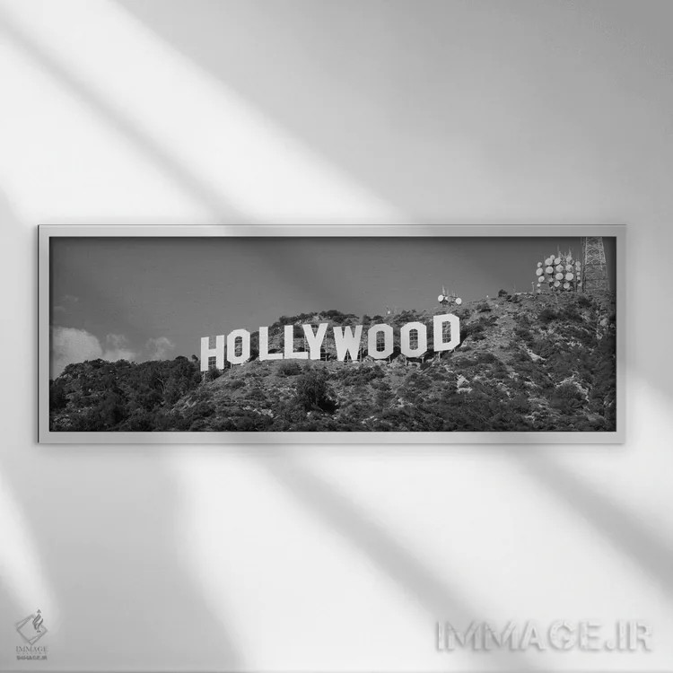 تابلو دکوراتیو Los Angeles, California, USA" - "تابلوی هالیوود در تپه… اثر پانورامیک ایمجز - نمای قابدار سفید